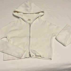 Crop top ribbed sweater hoodie